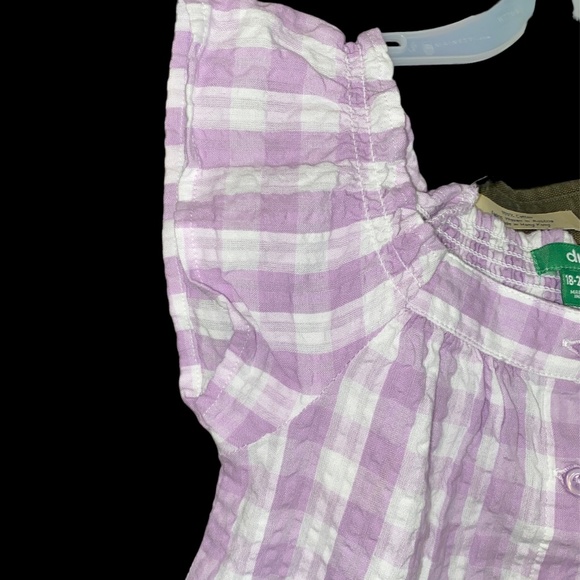 dip Baby Toddler Purple Gingham Button Up Flutter Sleeve Top - Picture 5 of 5